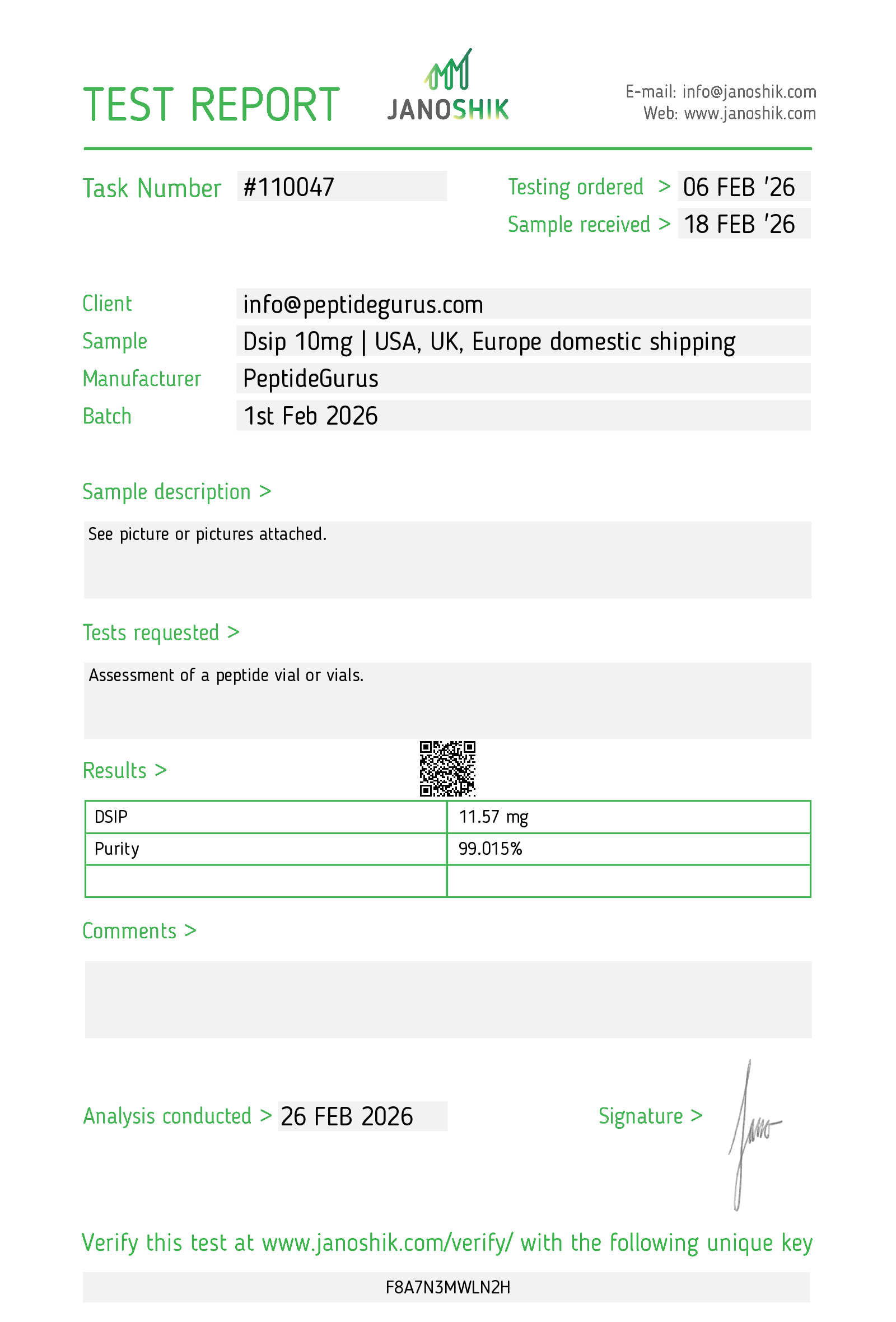 DSIP 10mg CoA Page 1