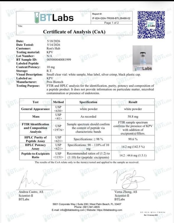 KPV 10mg CoA Page 1