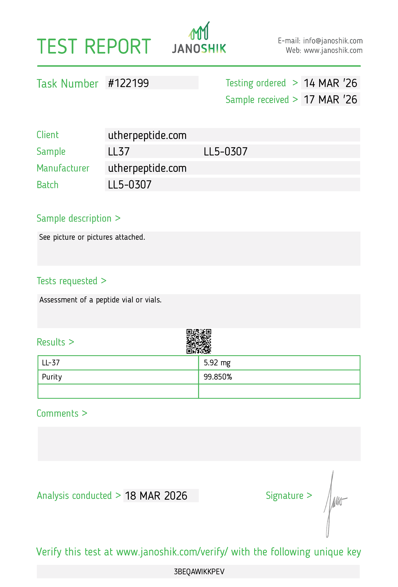 LL-37 5mg CoA Page 1