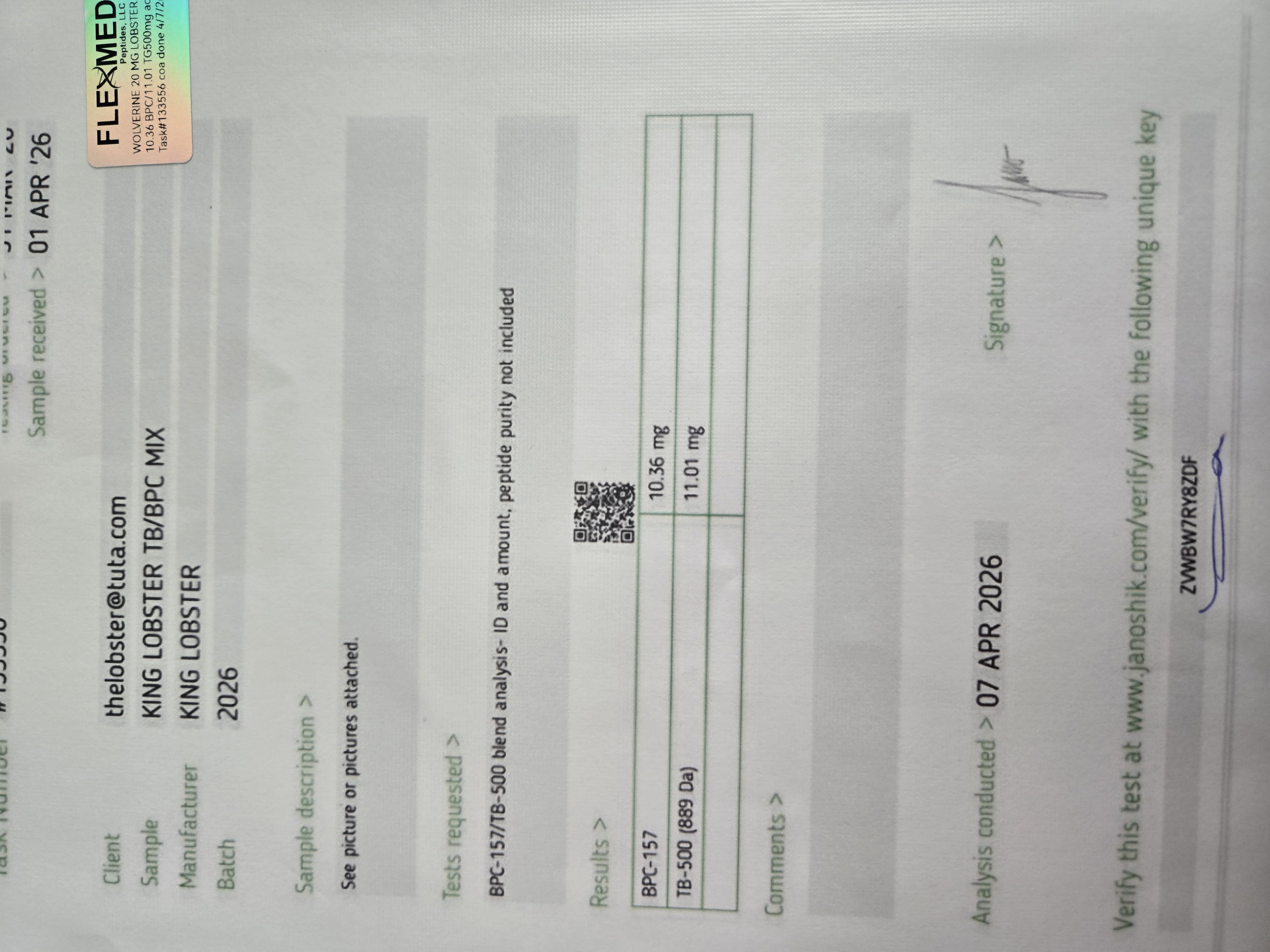 Wolver-BPC/TB500 CoA Page 1